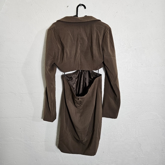 NWOT Princess Polly Brown Long Sleeve Cut-Out Dress - Picture 2 of 7